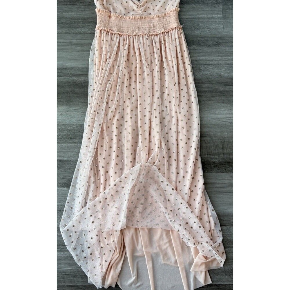 Intimately Free People Want To Have Fun Glitter Polka Dot Maxi Dress Size S Peac - Picture 2 of 11